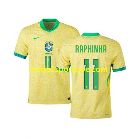 Koszulka Brazylia RAPHINHA 11 Domowe Stroje Piłkarskie 2024 Krótki Rękaw